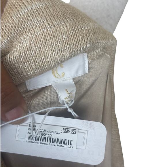 Charming Charlie Spacedye Off the Shoulder Long Sleeve Sweater Dress Beige M - Picture 6 of 9